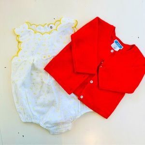 Jacadi baby sweater and bubble romper